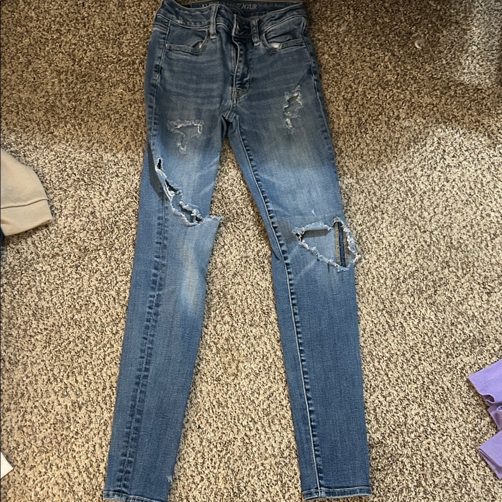 American Eagle Outfitters kids Distressed Skinny Jeans - Blue